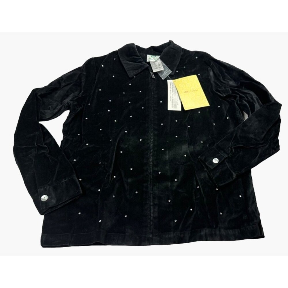 Quacker Factory QVC Vintage Small Black Velour Rhinestone Jacket New